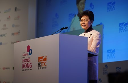 Carrie Lam, the Chief Executive of HKSAR, delivered opening speech. She anticipated further innovation and cooperation between Hong Kong and Japanese enterprise, especially in the field of science and technology.