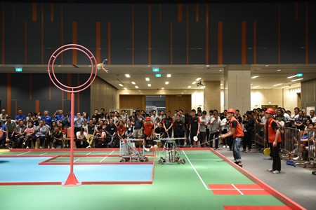 The Robocon 2018 Hong Kong Contest was held at the Hong Kong Science Park today, where 12 teams of students from 6 local tertiary and higher educational institutions competed in a series of matches for the Champion.