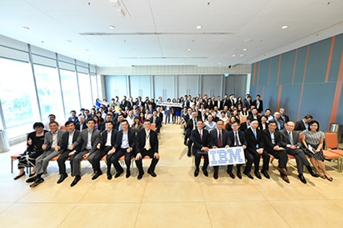 Industry and business leaders attend the opening ceremony of IBM Innovation Center in Hong Kong.